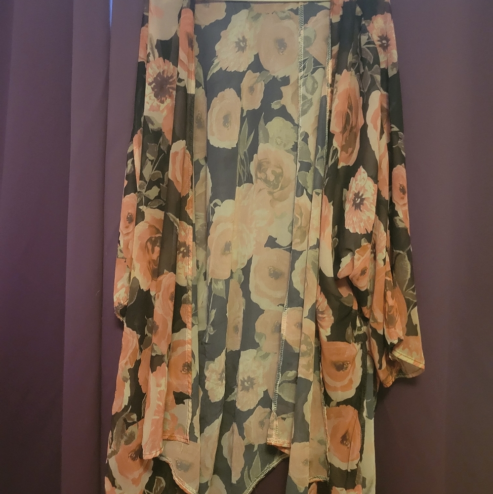 Pink Rose Sheer Kimono Wrap